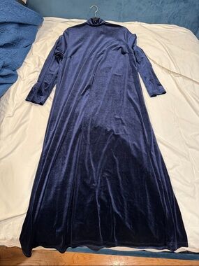 Anthropologie Navy Blue Velvet Maxi Dress
